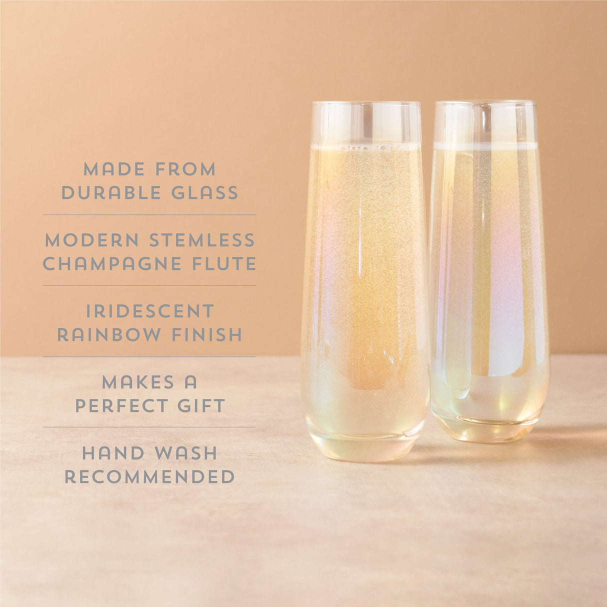 Luster Stemless Champagne Flutes, Set of 2