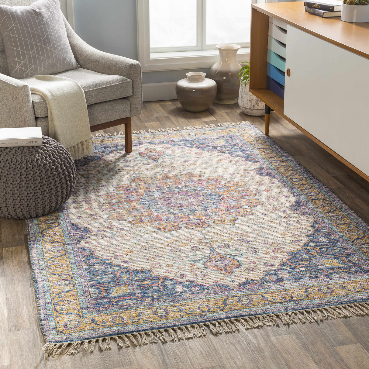 Wallburg Hand Woven Colorful Tassel Rug - Clearance