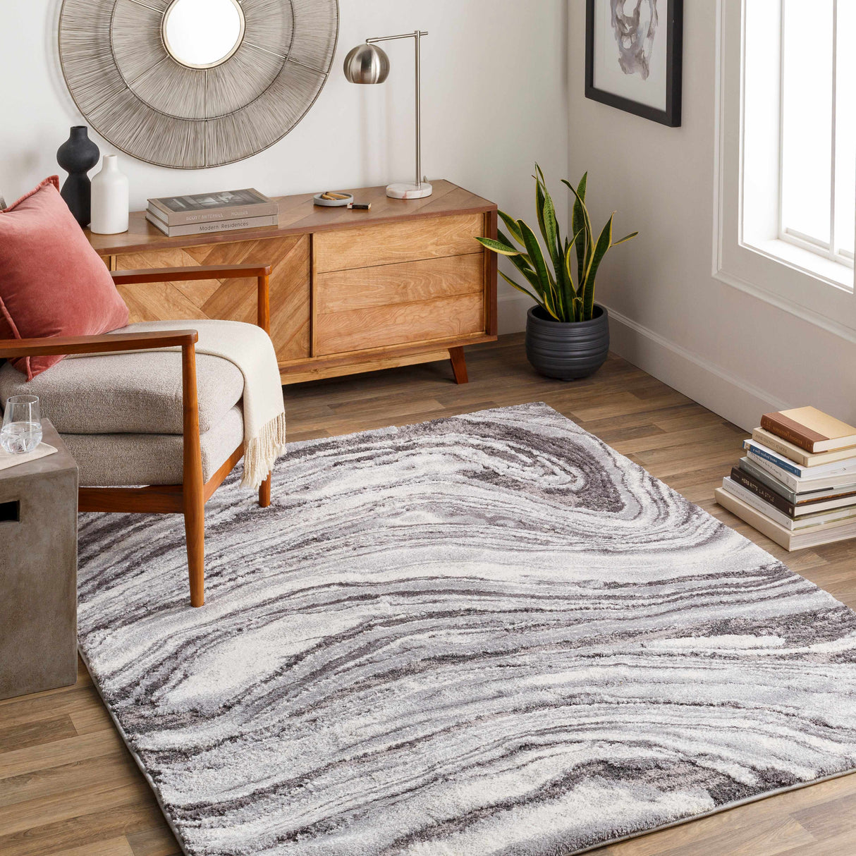 Walloon Gray Marble Thick Rug - Clearance