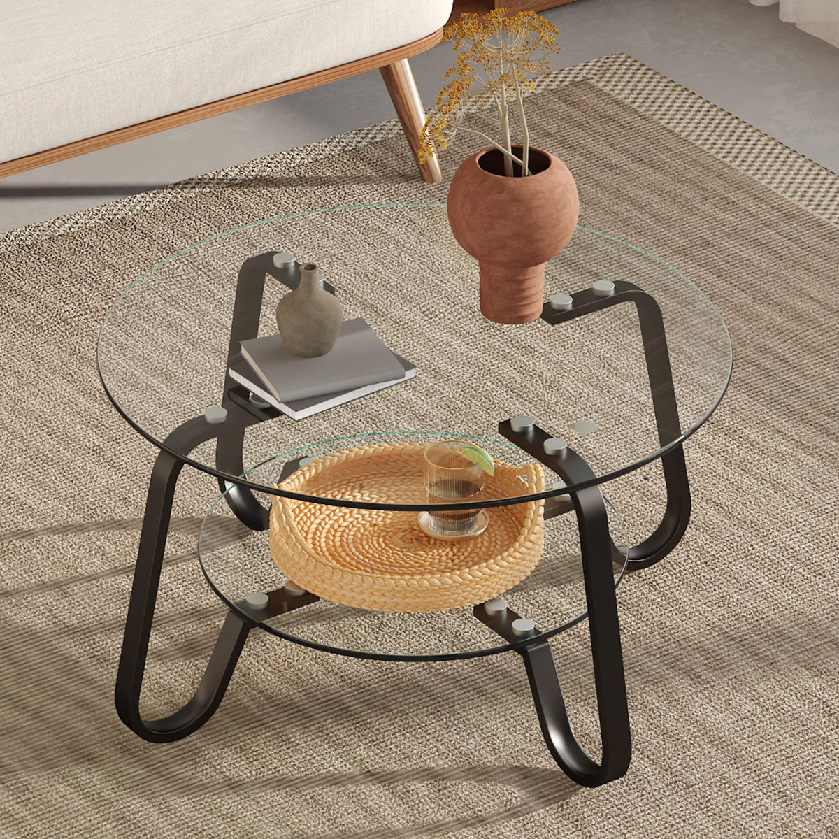 Wonder Haus Double Layer Coffee Table with Double-Layer Glass - view 2