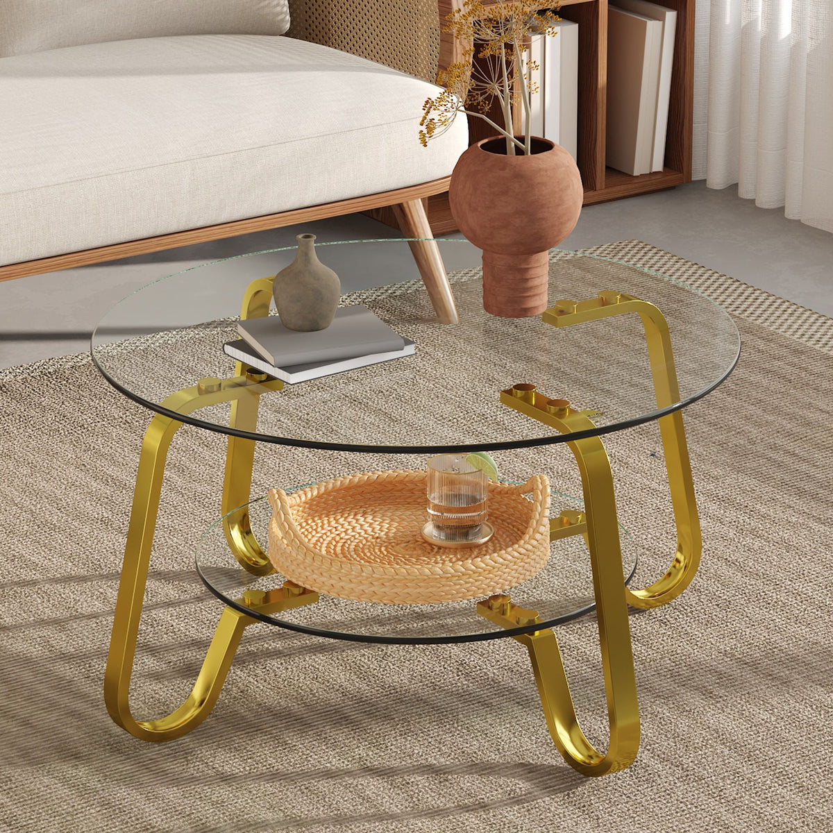 Wonder Haus Double Layer Coffee Table with Double-Layer Glass - view 6