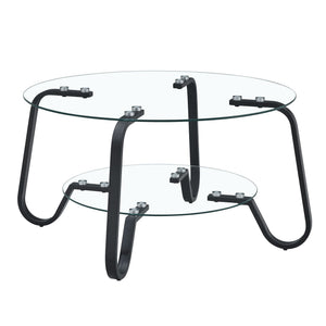 Wonder Haus Double Layer Coffee Table with Double-Layer Glass in Black