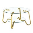 Wonder Haus Double Layer Coffee Table with Double-Layer Glass in Gold