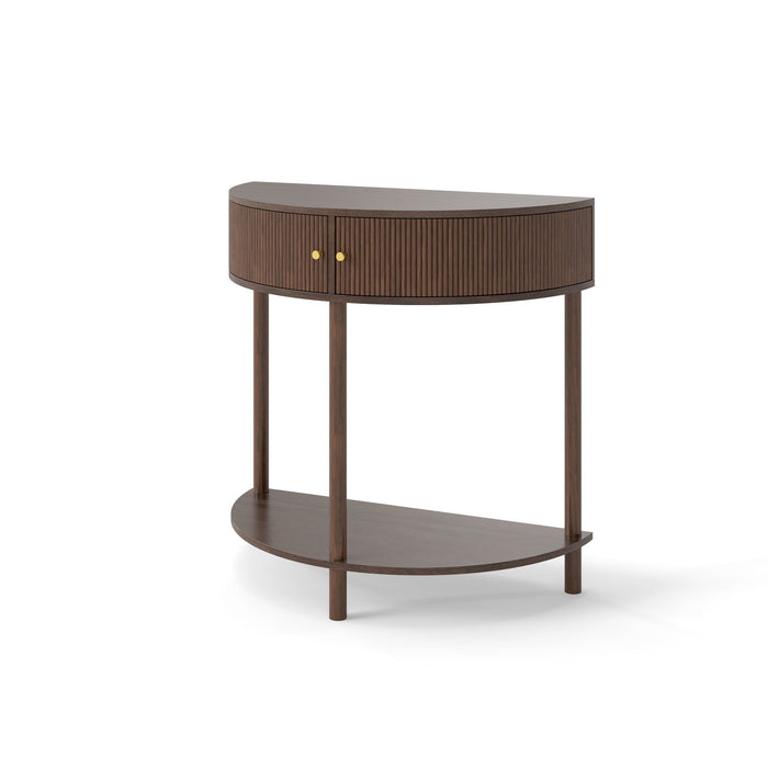 Wonderland Demi Lune Console Table with 2 Storage Drawers in Dark Brown