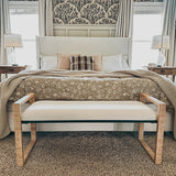 Woven Rattan Wooden Bench