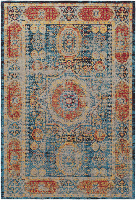 Wrangell Blue/Red Damask Carpet - Clearance
