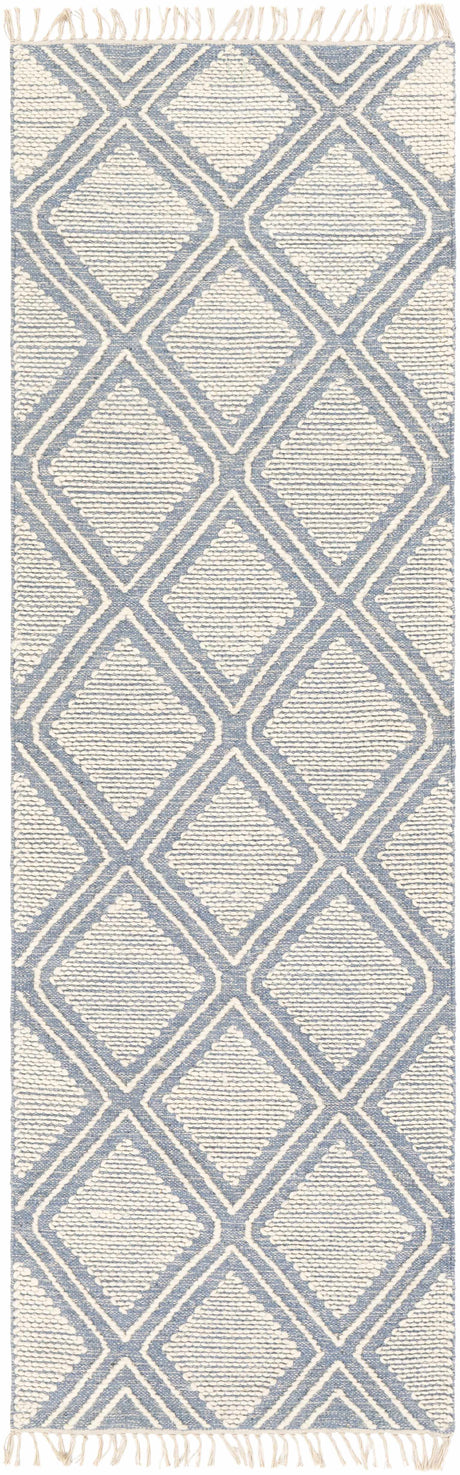 Wausa Denim Trellis on Cream Cotton/wool  Rug - Clearance