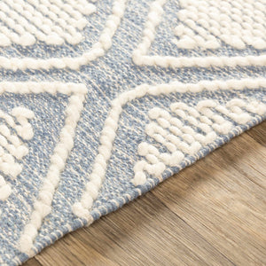 Wausa Denim Trellis on Cream Cotton/wool  Rug - Clearance