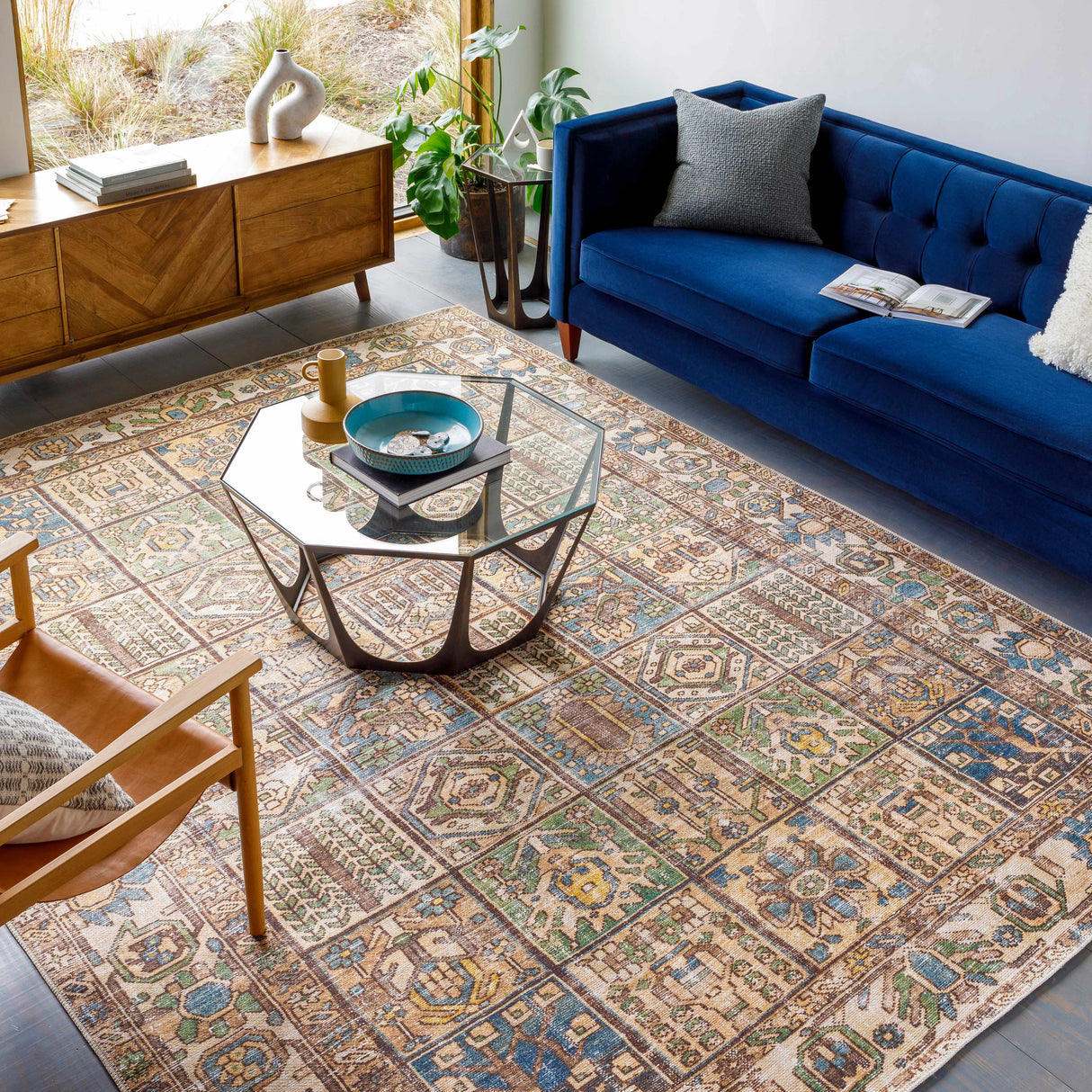 Watermount Washable Aztec Style Area Rug - Clearance