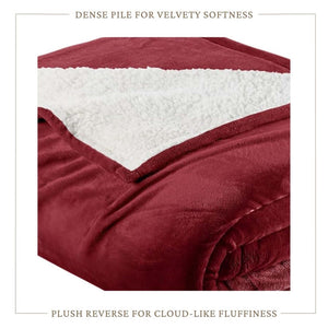 Velvet Plush Sherpa Bed Blanket by Great Bay Home