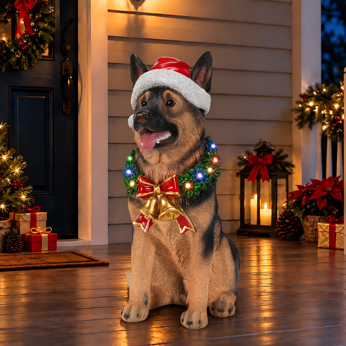 XY Home Garden Stuff Lighted Christmas German Shepherd Dog Statue - view 2