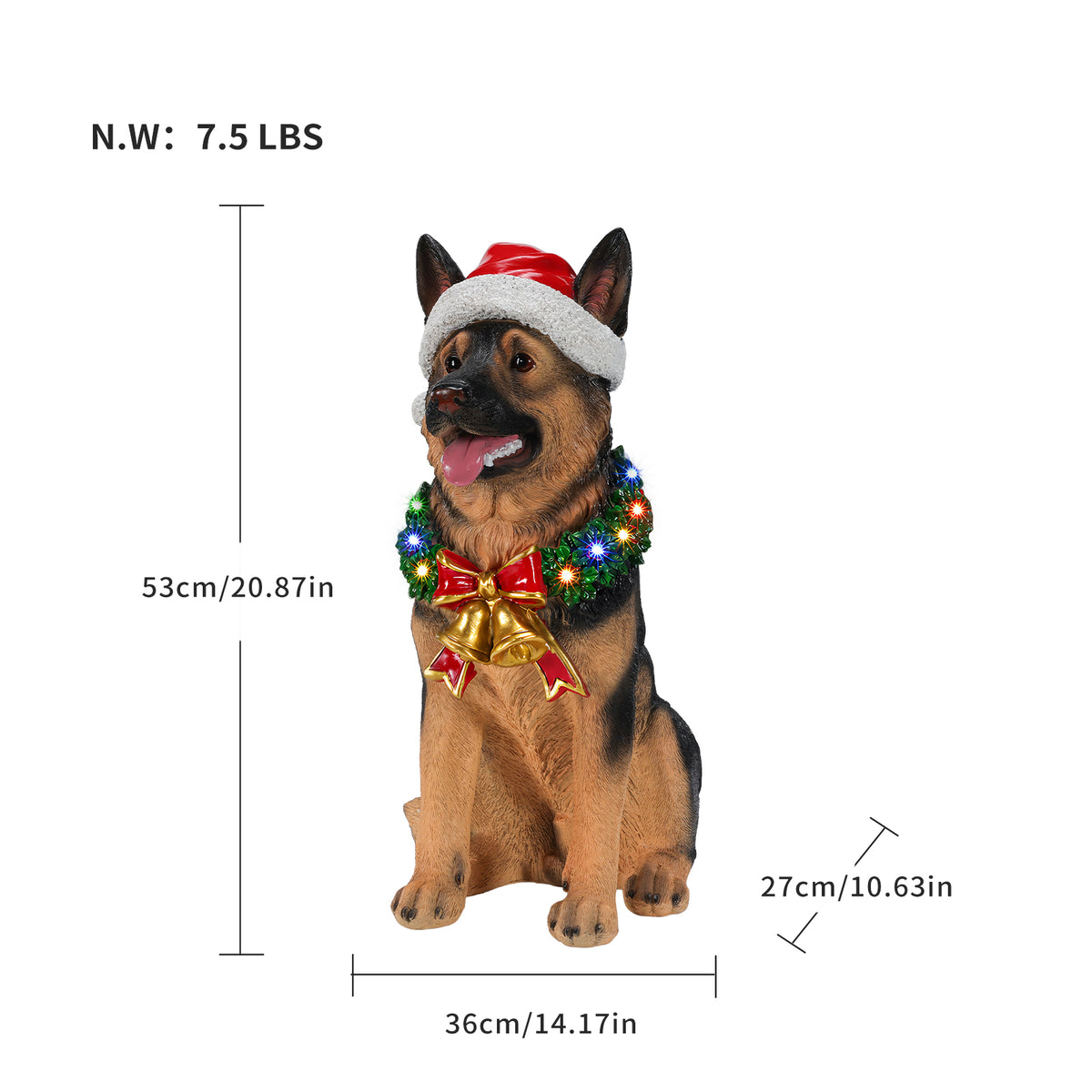 XY Home Garden Stuff Lighted Christmas German Shepherd Dog Statue - view 3