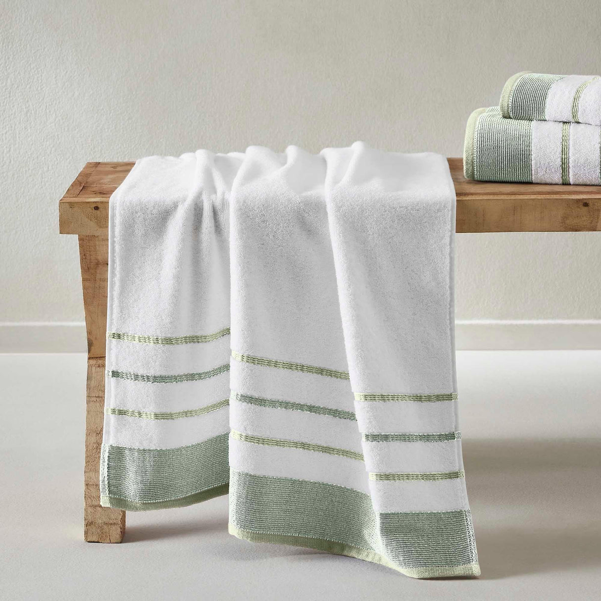 Decorative Cotton Stripe Bath Towel Set - Noelle Collection