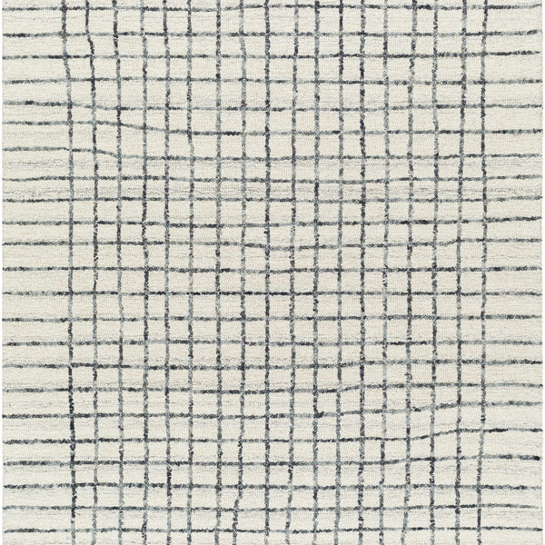 Yates White Grid Wool Area Rug