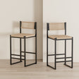 YIQIUMI Furniture Kitchen Bar Stools with Footrest Set of 2 Paper Rope Weave Dining Chairs - view 2