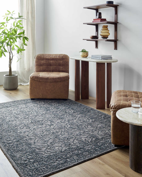 Yadid Black Wool Area Rug