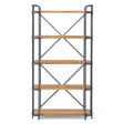 Yorktown Industrial 5 Shelf Bookcase with Metal Pipework and Fir Wood