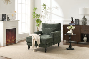 YR Furniture Modern Green Chaise Lounge Upholstered Sofa Recliner Chair with Solid Wood Frame