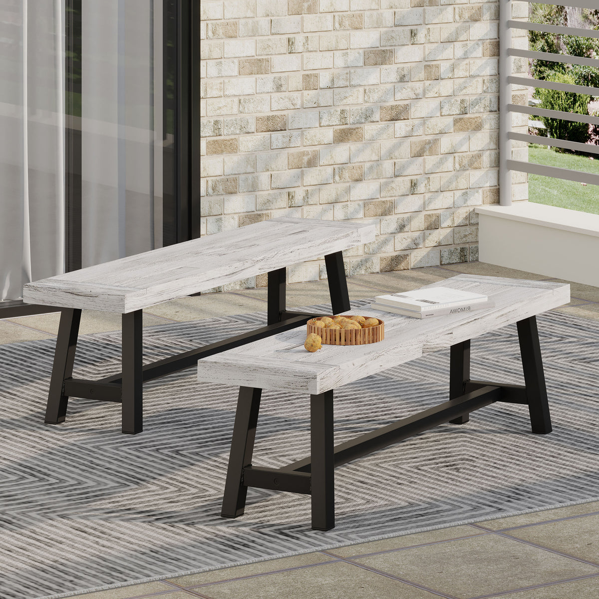 Outdoor Carlisle Benches, Sandblasted