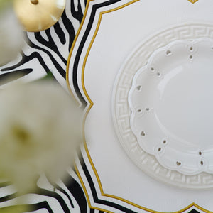 Zeal White Black Gold Square Faux Leather Placemat