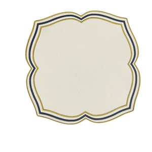Zeal White Black Gold Square Faux Leather Placemat