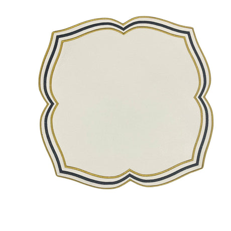 Zeal White Black Gold Square Faux Leather Placemat