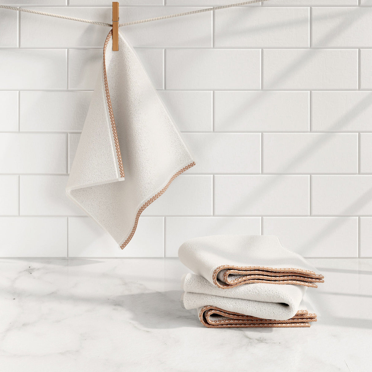 Cotton Border-Stitched 6-Piece Towel Set - Valery Collection