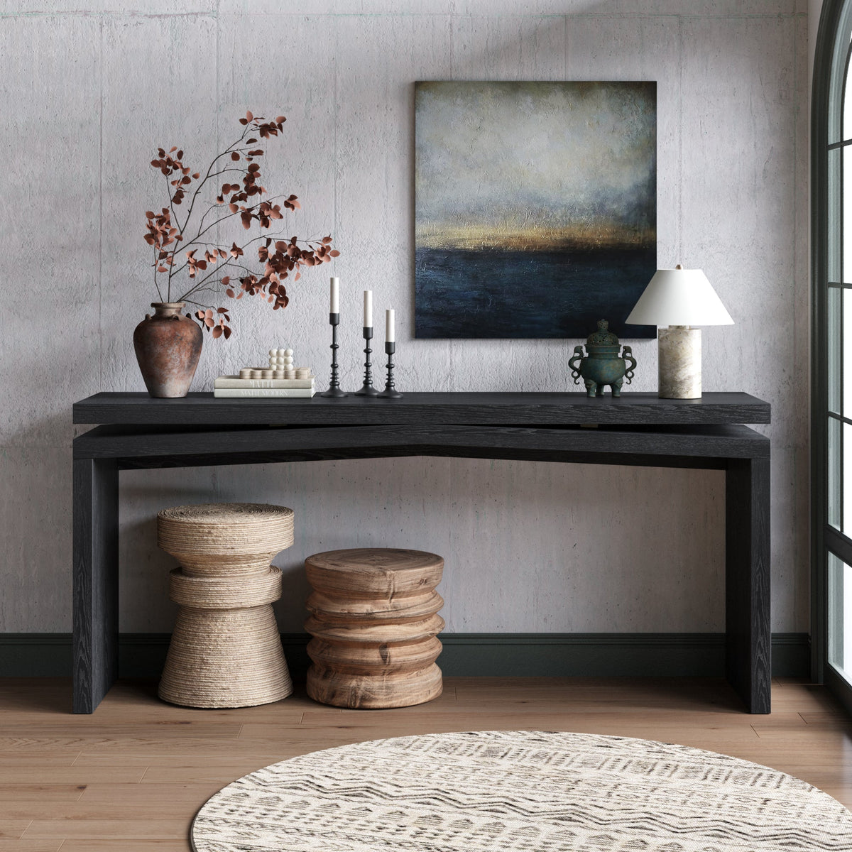 ZRUN FURNITURE 65-Inch Rustic Solid Wood Veneer Console Table - view 2