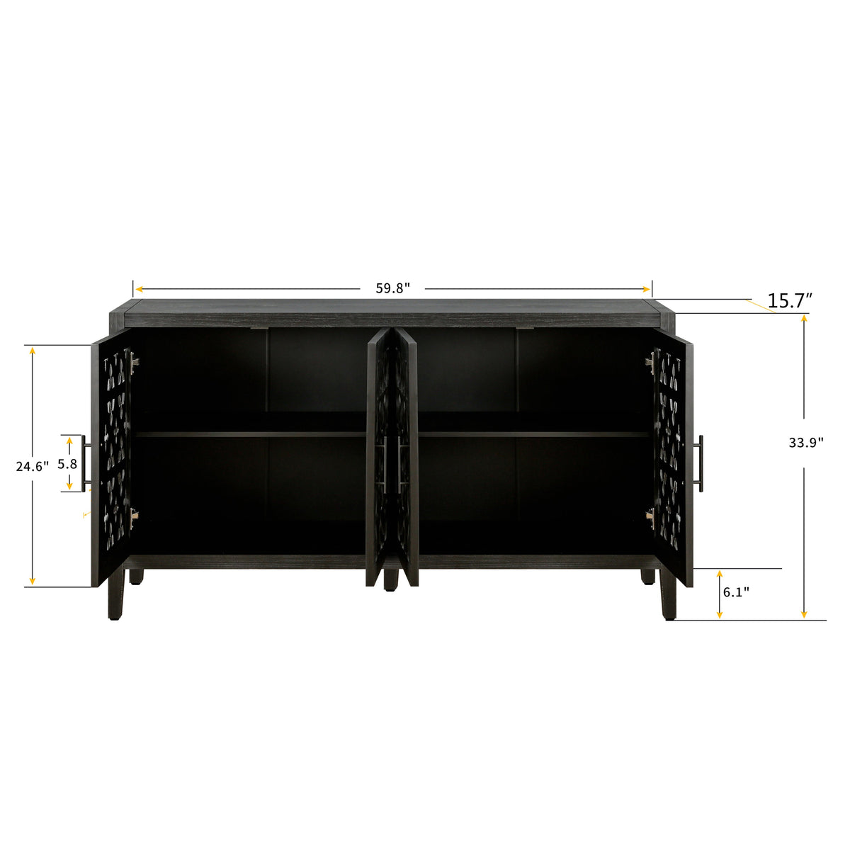 ZRUN FURNITURE Antique Four Door Sideboard with Hollow Doors - view 7