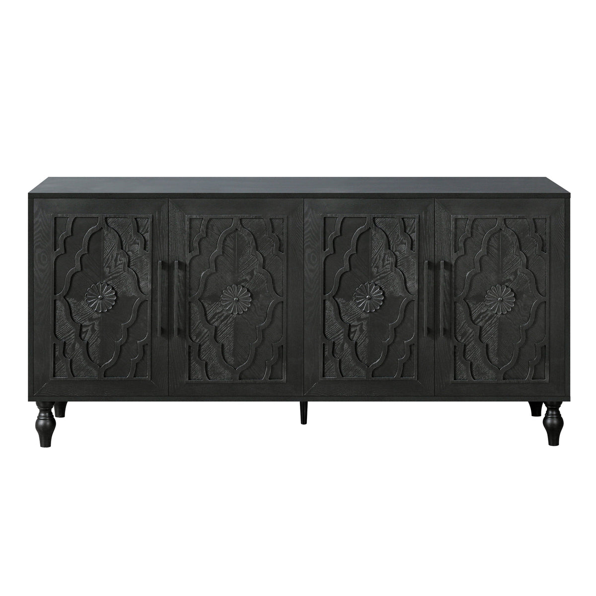 ZRUN FURNITURE Carved Flower Door Storage Cabinet with Metal Handles - view 12
