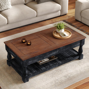 ZRUN FURNITURE Retro Lift-Top Coffee Table with Storage for Living Room - view 2