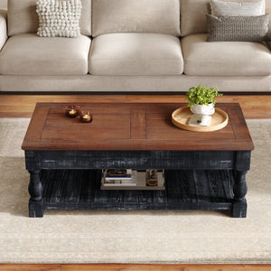 ZRUN FURNITURE Retro Lift-Top Coffee Table with Storage for Living Room - view 3