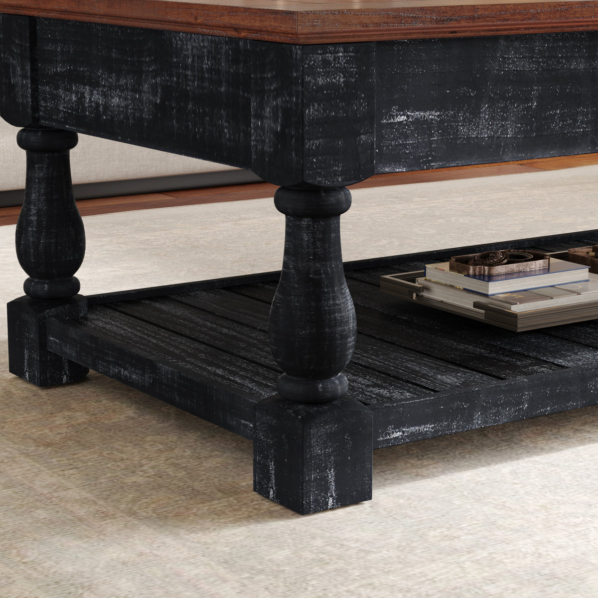 ZRUN FURNITURE Retro Lift-Top Coffee Table with Storage for Living Room - view 6