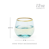 Aqua Bubble Stemless Wine Glass Set